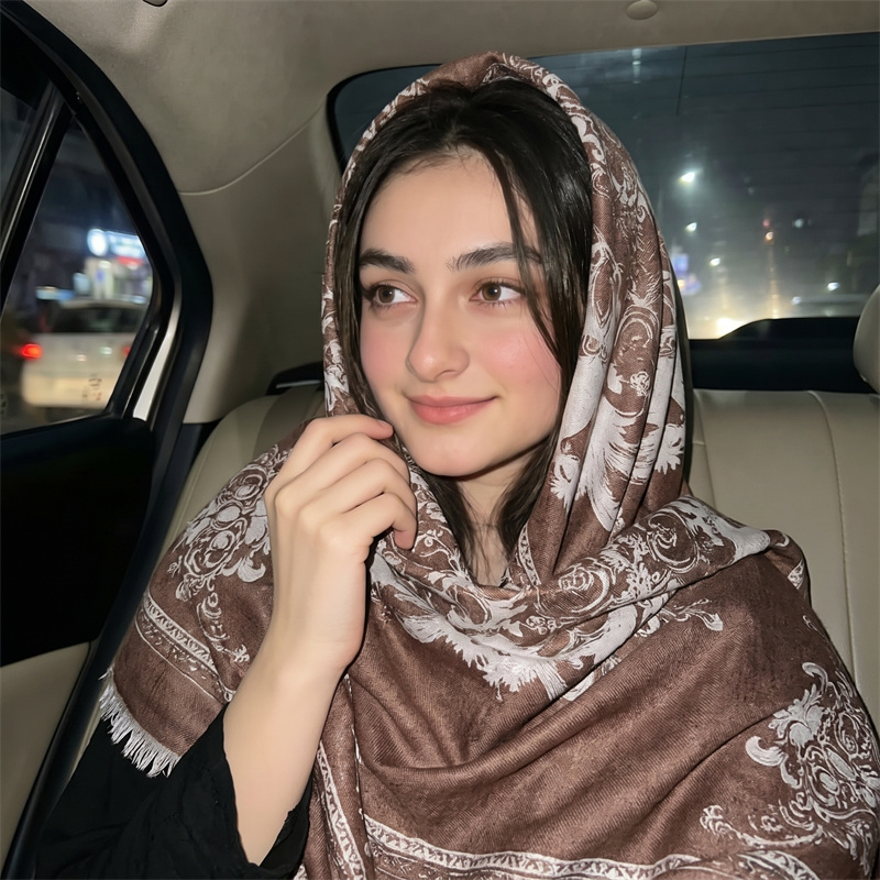 Shawl Wrap Winter - Luxury Baroque Print Hijab Women Tassel