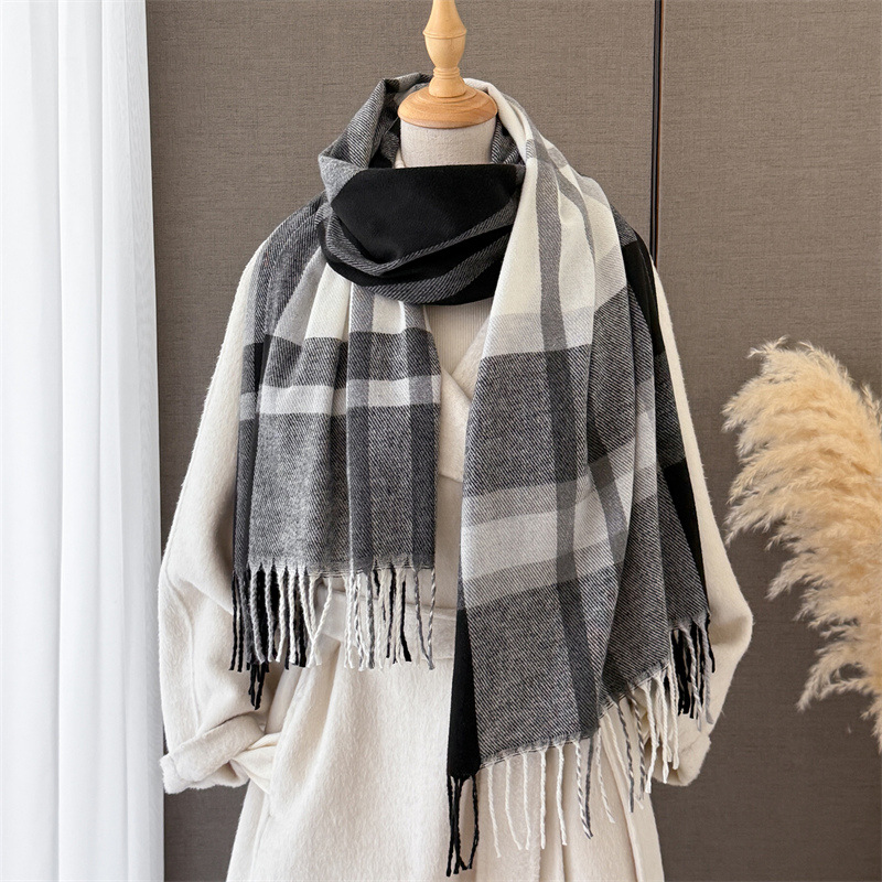 Women Scottish Plaid Imitation - Cashmere Pashmina Wrap 评论和价格