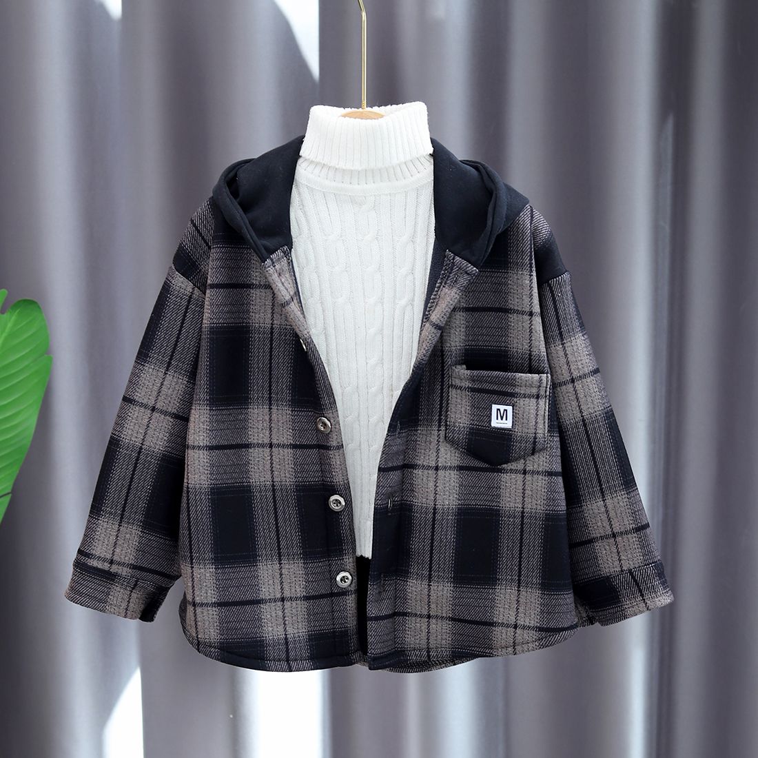 2025 New Boys Autumn Winter Fl - Flannel Shirt Lined 评论和价格