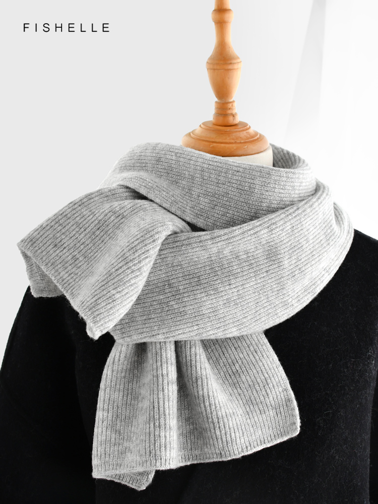 Gray solid color cashmere scar - Wool Scarf Men 评论和价格