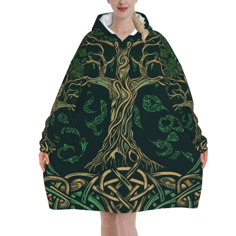 Tree of Life Celtic Pattern Bl - Sherpa Hoodie Fleece 评论和价格
