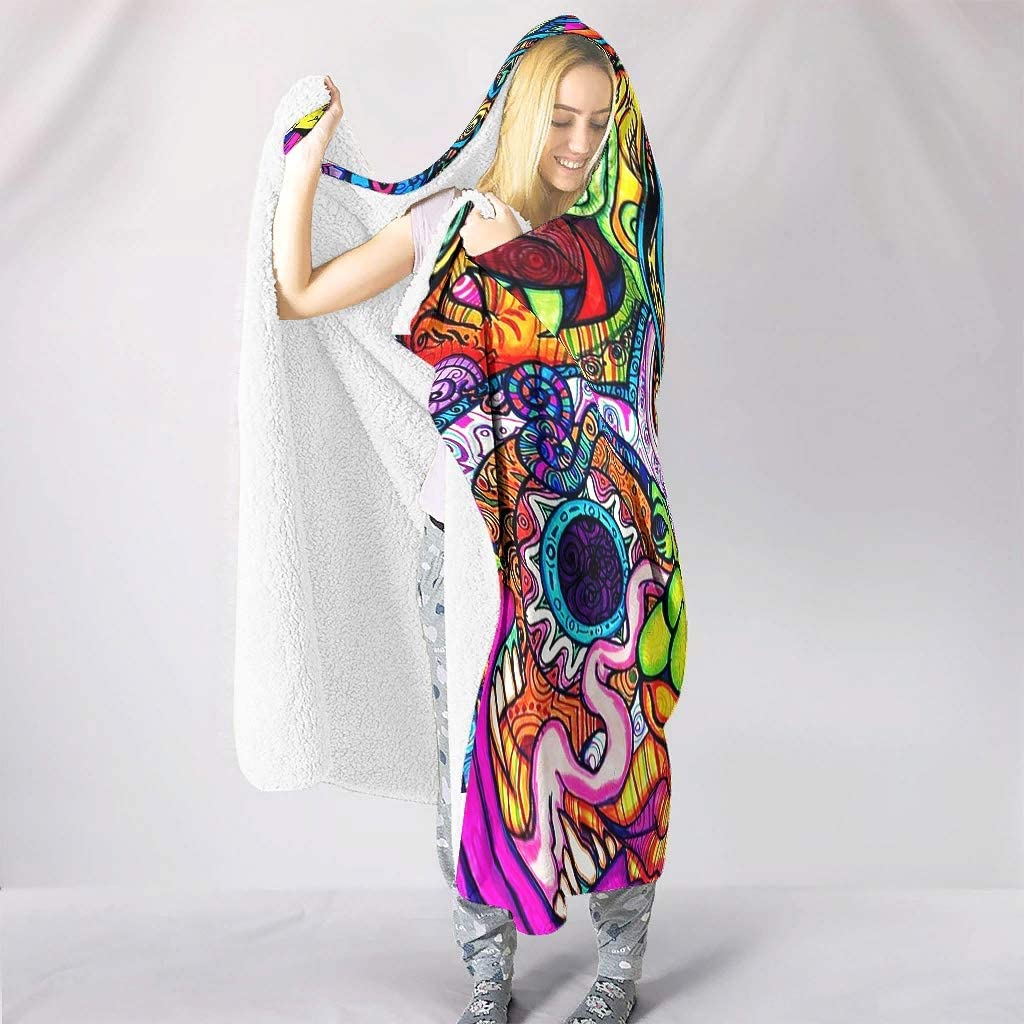 Abstract Bright Trippy Rainbow - Sherpa Hoodie Fleece 评论和价格