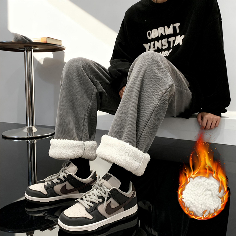 Thick Lamb Fleece Men's Pants  - Corduroy Pant Warm 评论和价格