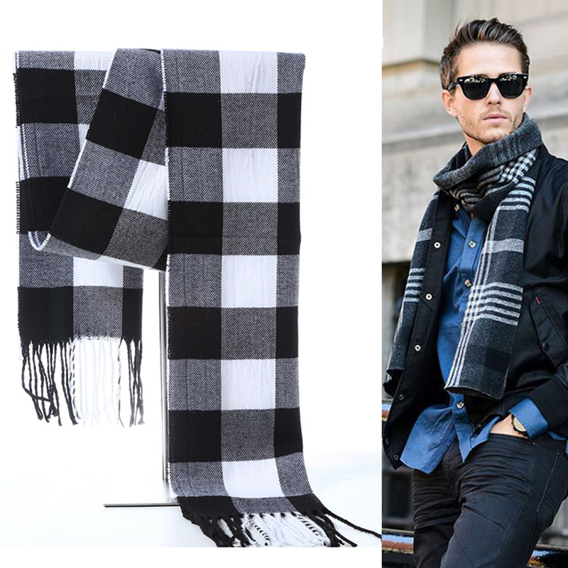 Winter Men Scarf Plaid Stripe  - Wool Scarf Men 评论和价格