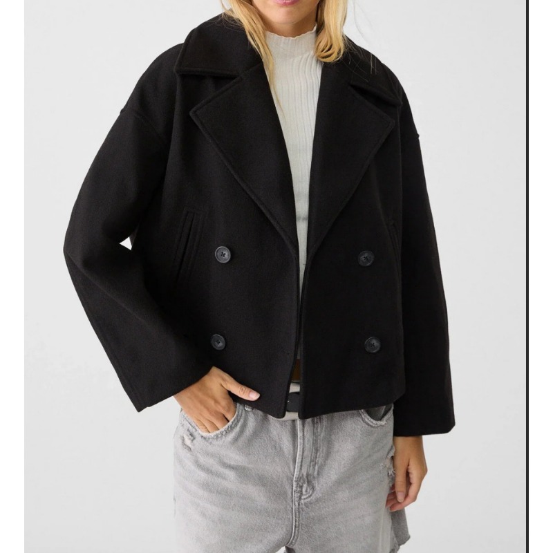 Women's Oversized Double Breas - Wool Coat Peacoat 评论和价格