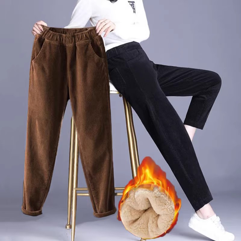 1pcs Women Autumn Winter Plush - Corduroy Pant Warm 评论和价格